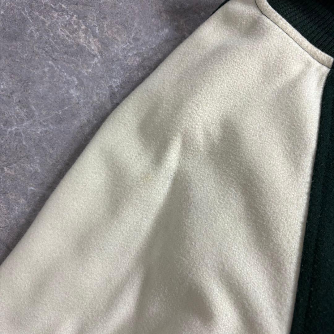 STUSSY スタジャン スタジアムジャンパー ウール グリーン M 刺繍ロゴ