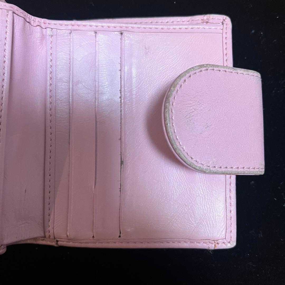 CHANEL シャネル　カンボン　ラムスキン 二つ折り財布 ピンク　ブラック