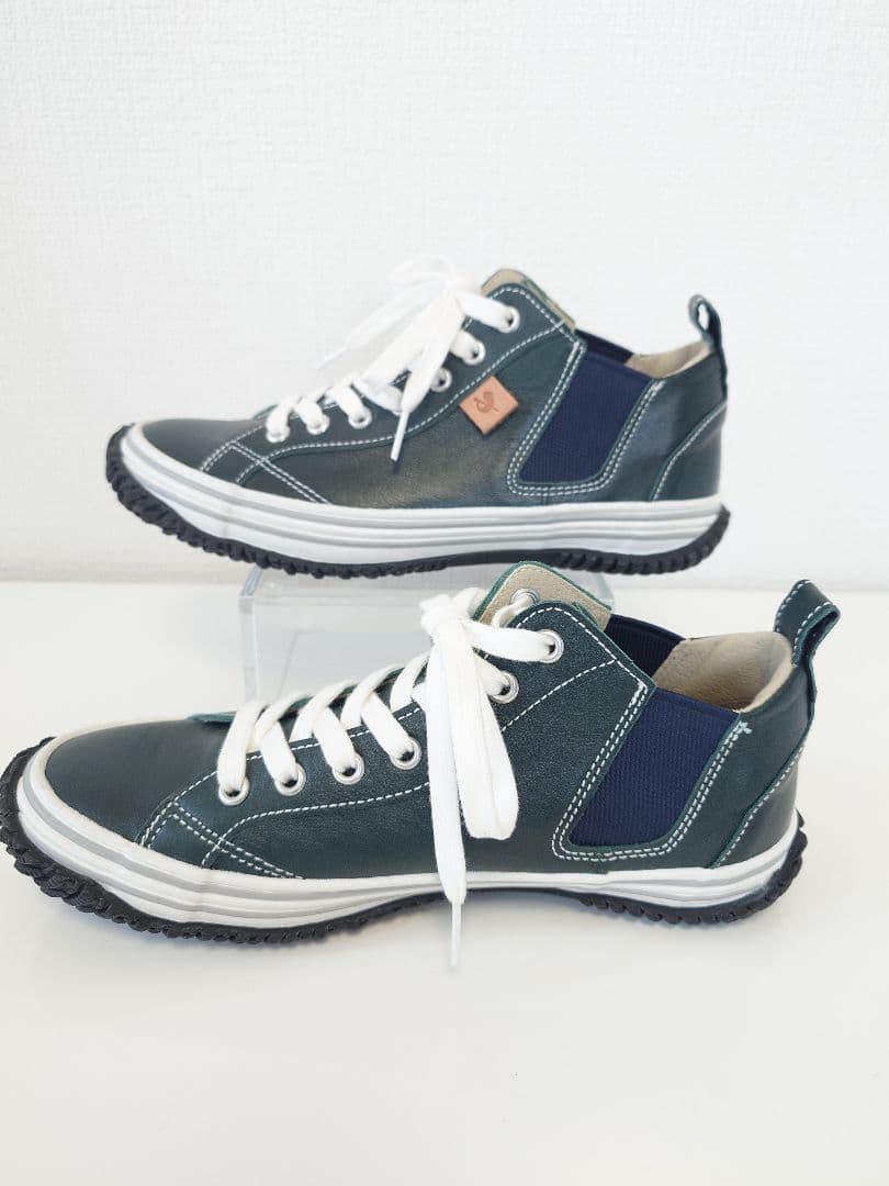 【未使用】スピングルムーブ レザースニーカー SPM-442 ダークブルー XS