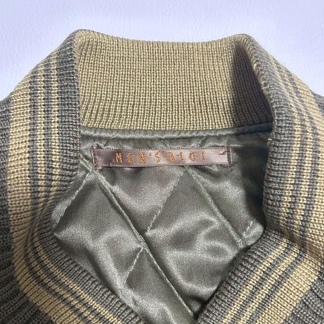 【美品】MEN’S BIGI スタジャン ウール×レザー切替 緑 旧タグ 3