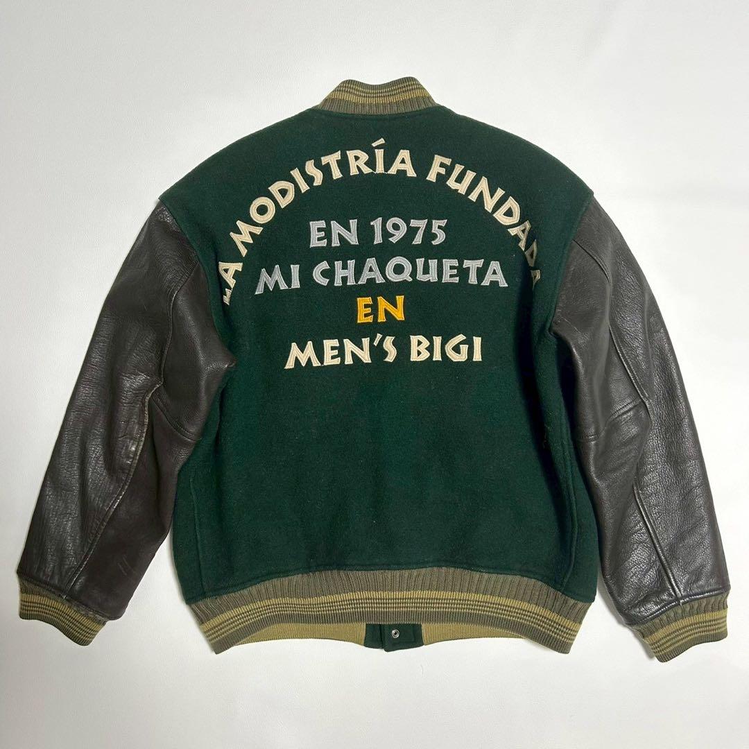 【美品】MEN’S BIGI スタジャン ウール×レザー切替 緑 旧タグ 3