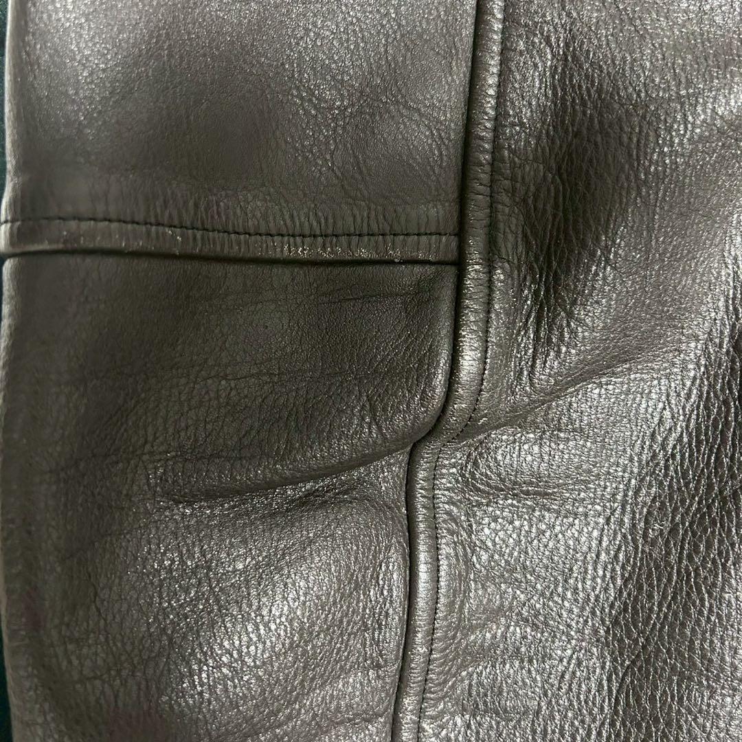 【美品】MEN’S BIGI スタジャン ウール×レザー切替 緑 旧タグ 3