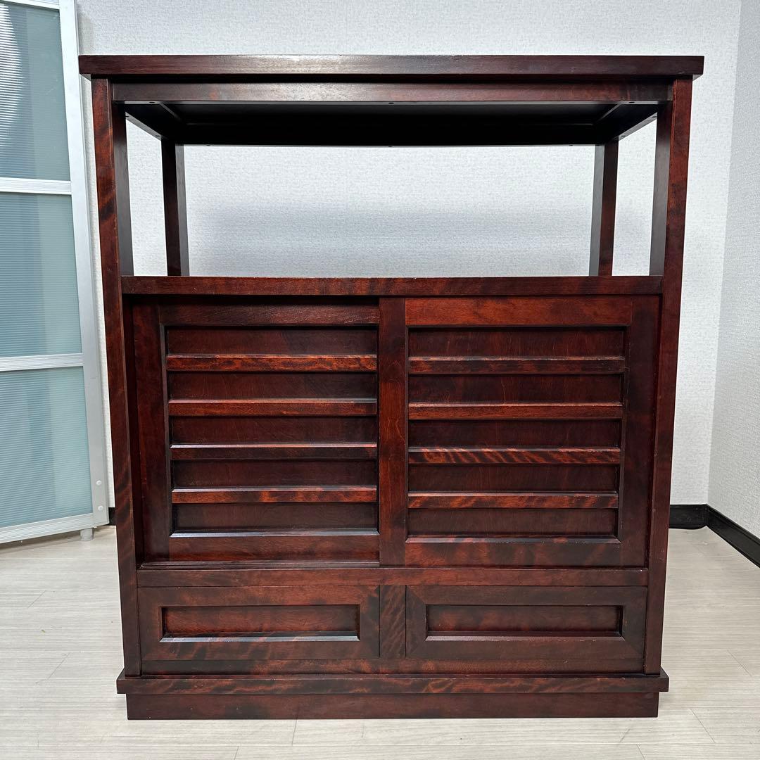 北海道民芸家具 茶棚 茶箪笥 飾り棚 樺 無垢材 管理No.i4※