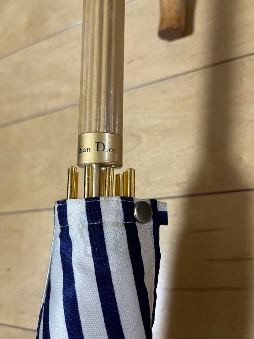 Christian Dior 旧ロゴ総柄　ストライプと花柄の長傘
