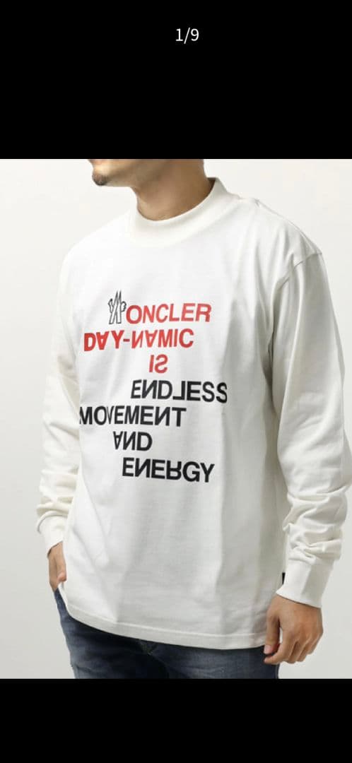 最終値下げ！Moncler プリント長袖カットソー ホワイト　ロンT