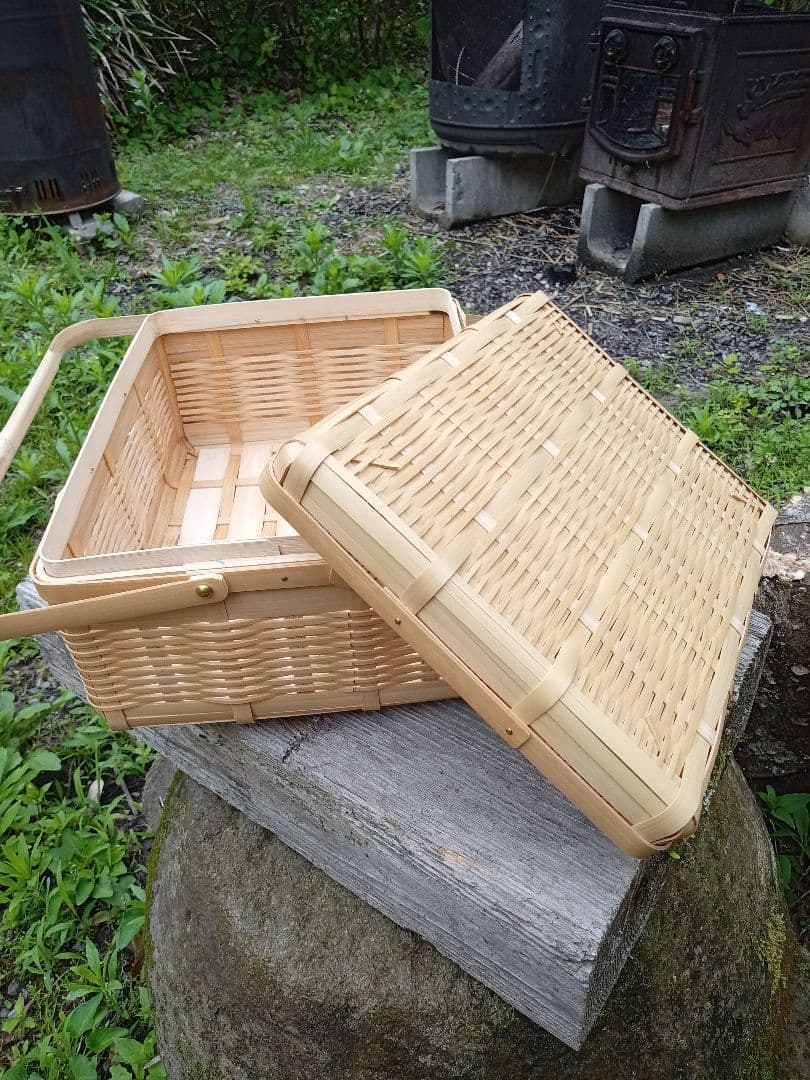 竹製持ち手付きバスケット