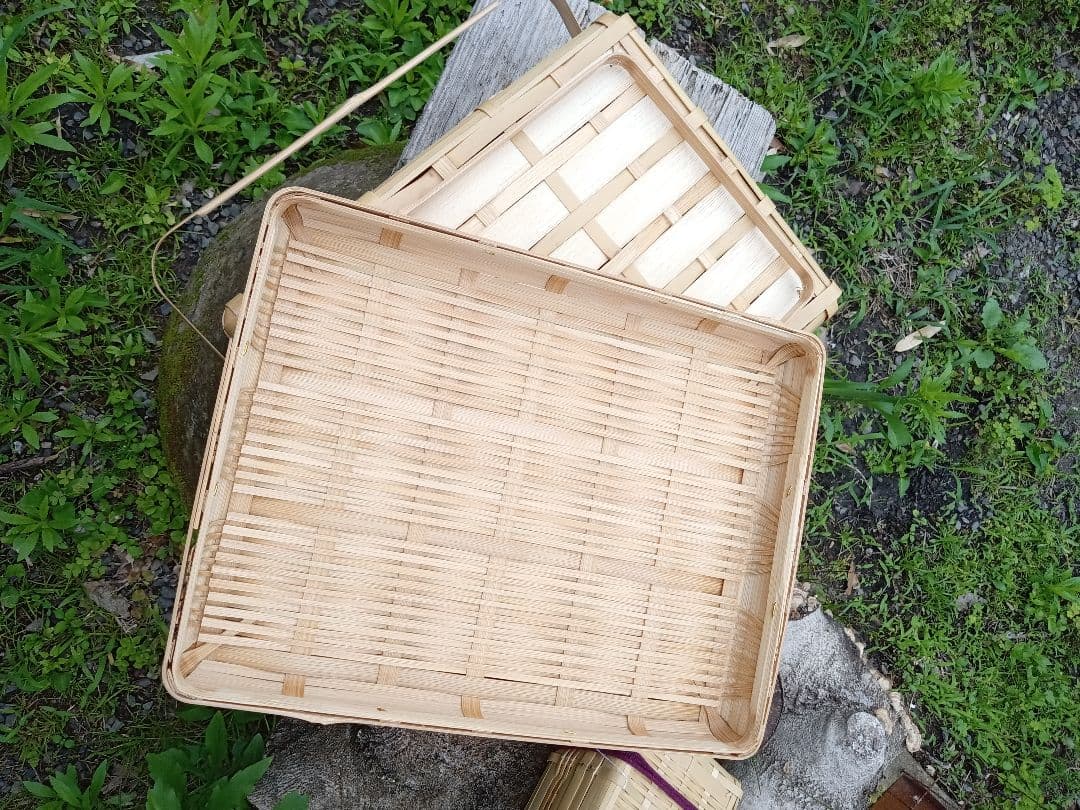 竹製持ち手付きバスケット