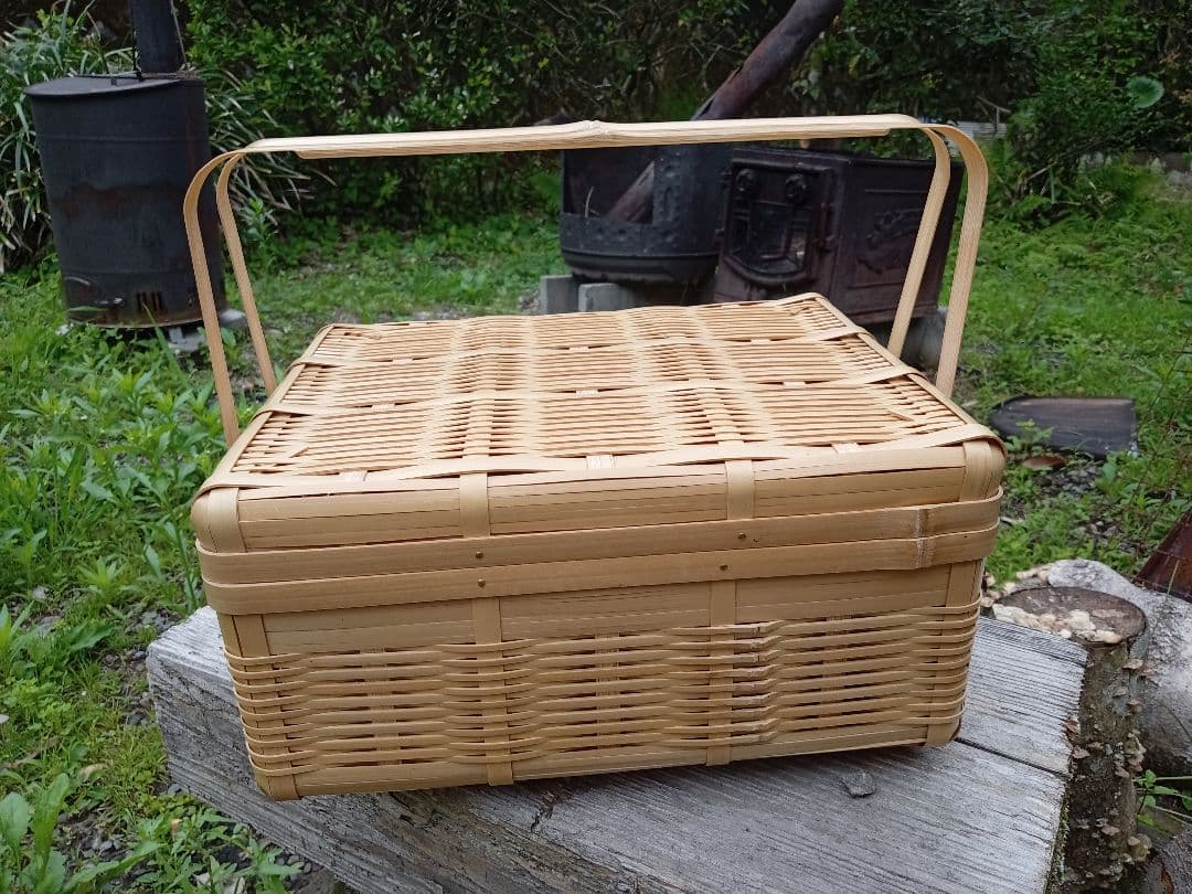 竹製持ち手付きバスケット