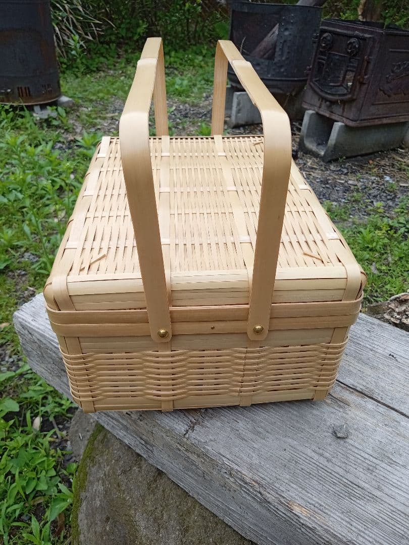 竹製持ち手付きバスケット