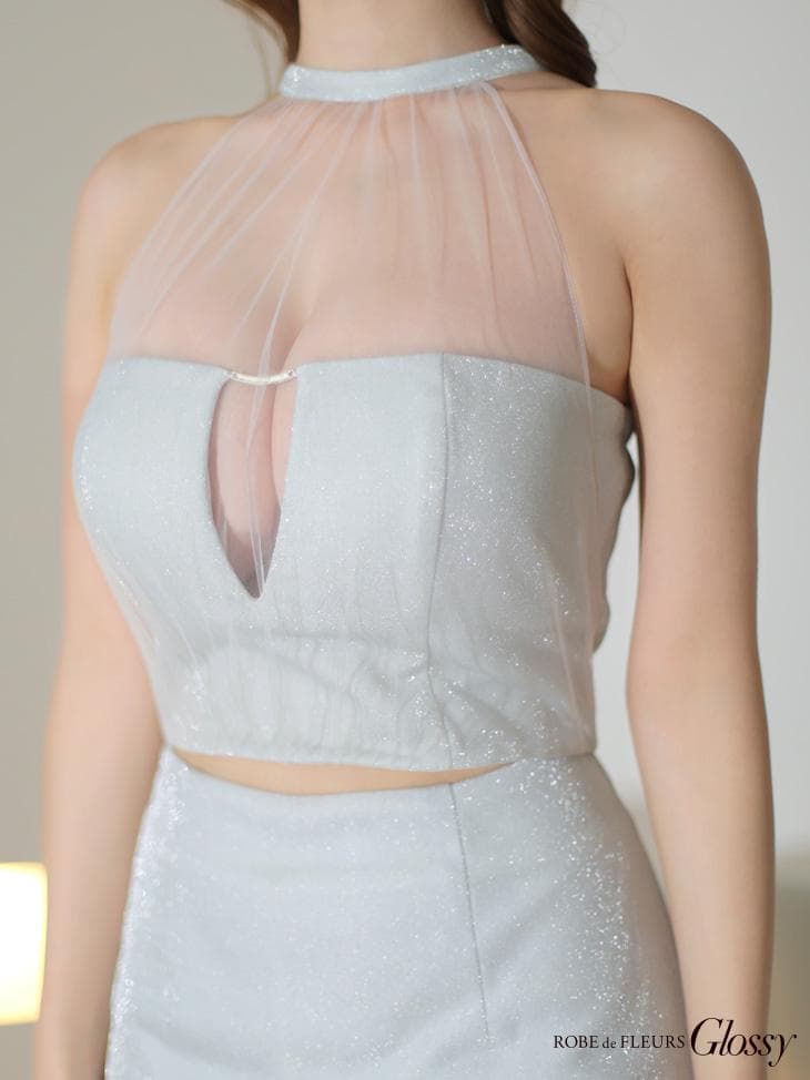 【人気のXS】ROBE de FLEURS ホルターネックxラメ セットアップ