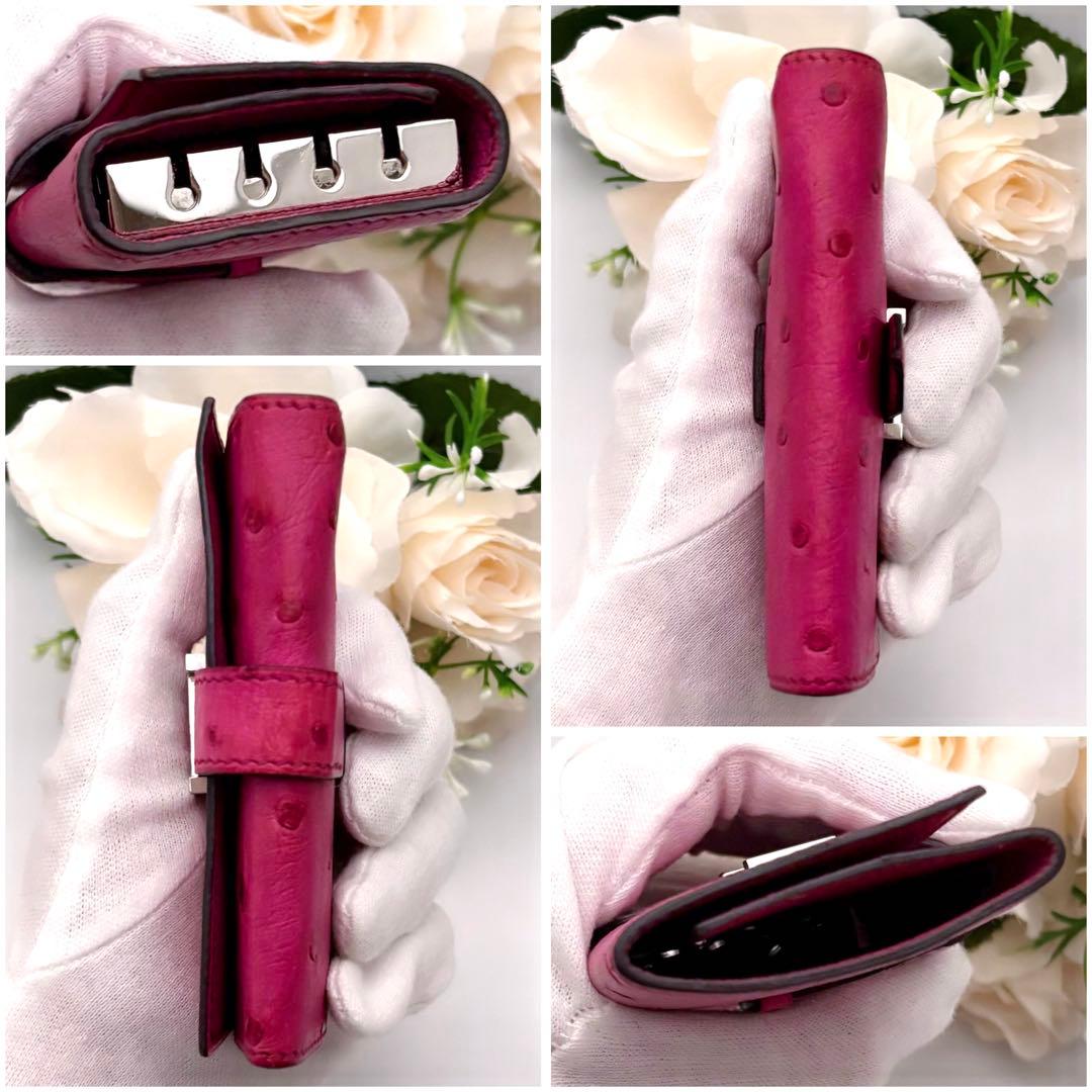 R*u様 入手困難‼️エルメス オーストリッチ キーケース 4連 ピンク べアン