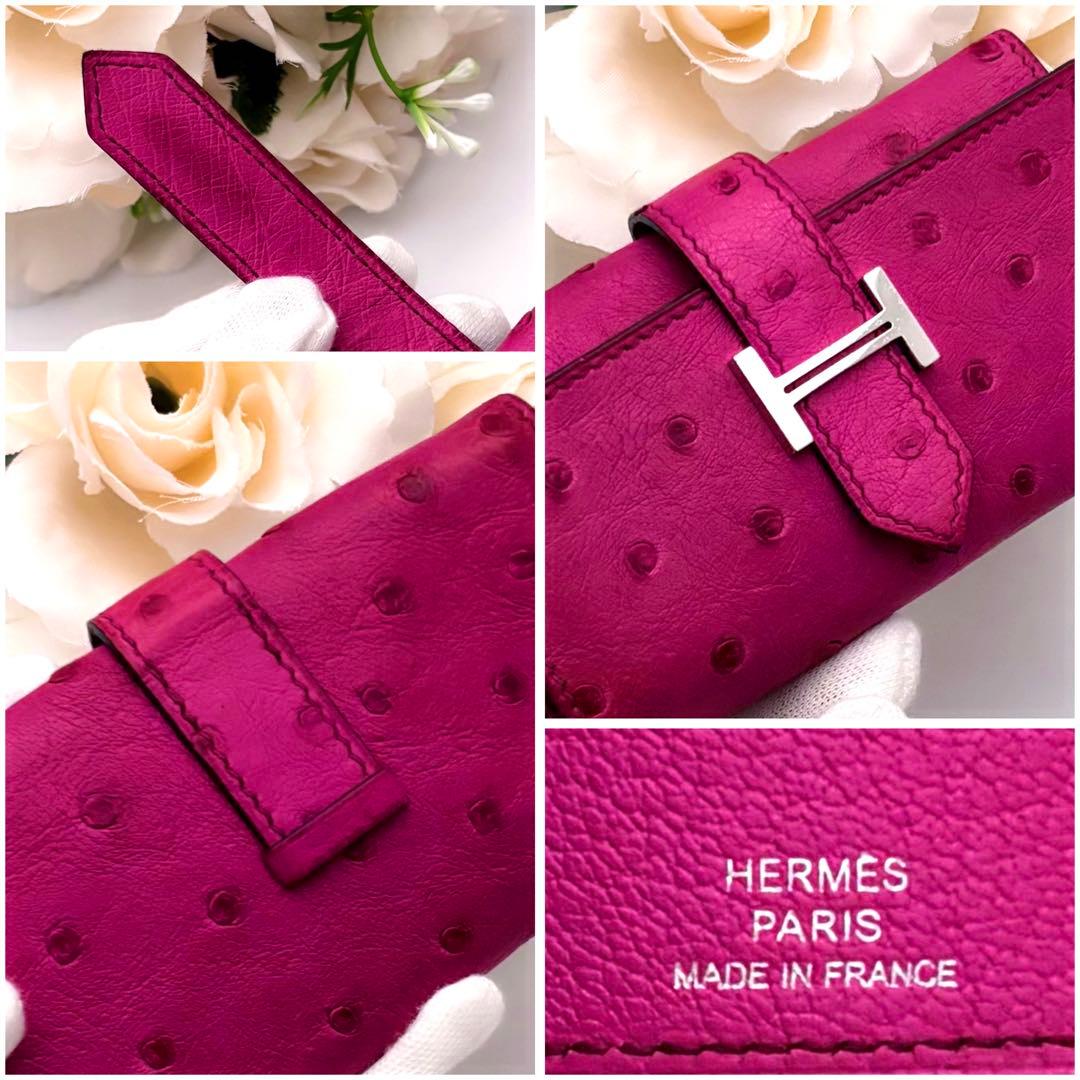 R*u様 入手困難‼️エルメス オーストリッチ キーケース 4連 ピンク べアン