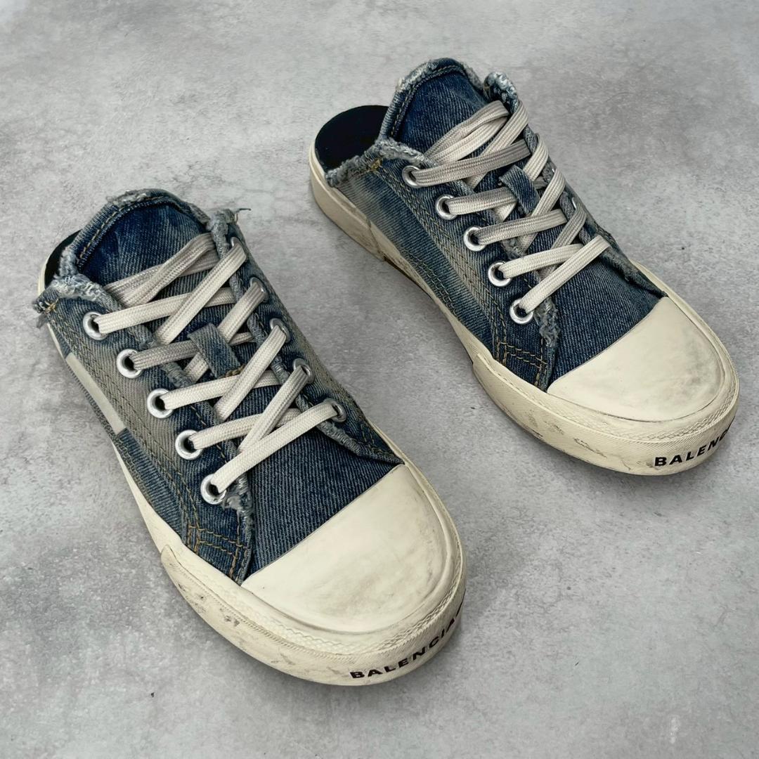極美品】 バレンシアガ　デニム デストロイ ミュール スニーカー ダメージ加工