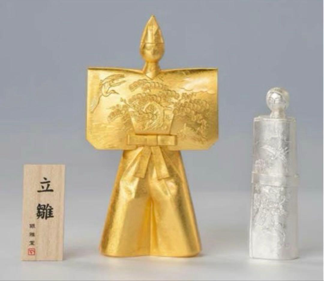 新品☆雛人形 お雛様 立雛 銀雅堂 親王飾り 屏風付 台座付 高岡銅器 松竹梅