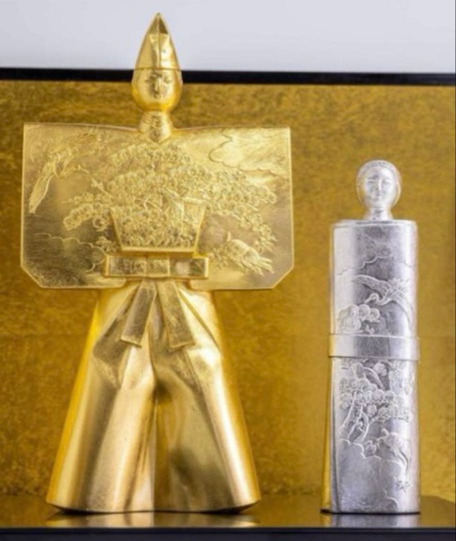 新品☆雛人形 お雛様 立雛 銀雅堂 親王飾り 屏風付 台座付 高岡銅器 松竹梅