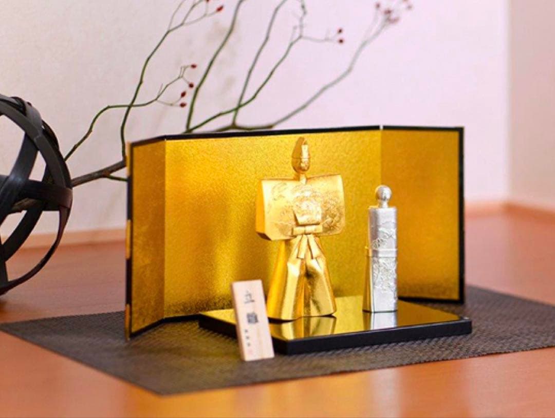 新品☆雛人形 お雛様 立雛 銀雅堂 親王飾り 屏風付 台座付 高岡銅器 松竹梅