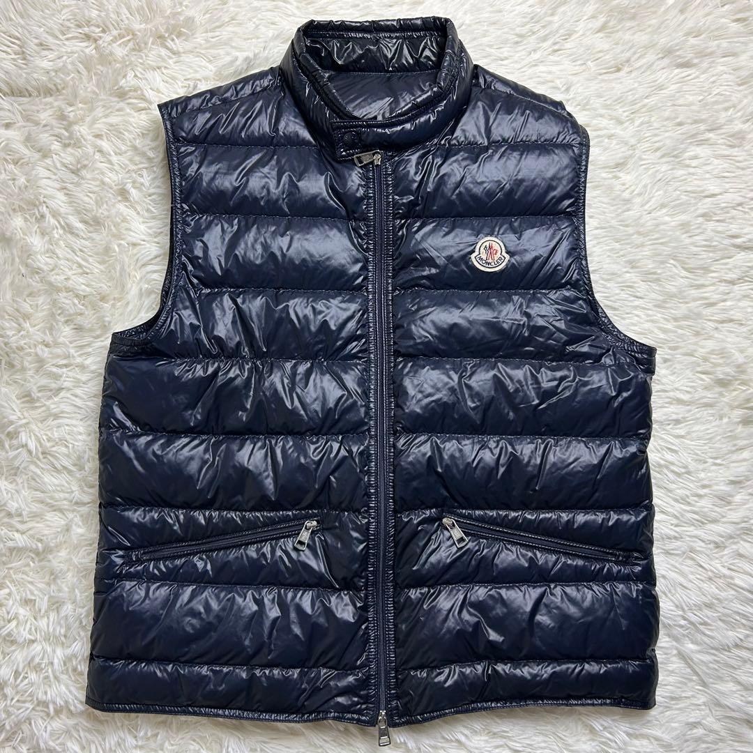 【最高級・人気L】モンクレール ワッペンロゴ ダウンベスト キルティングネイビー