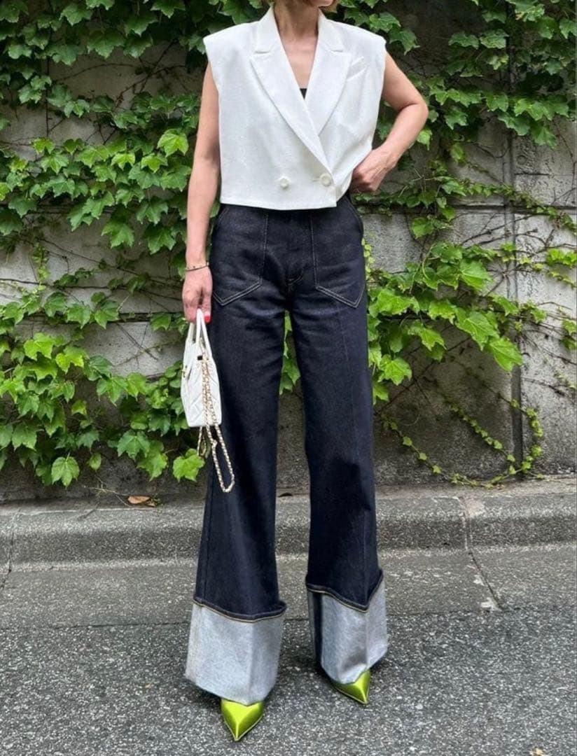 美品　シーニュ　cygne　パワショルショート丈ジレ　Patric　F　ホワイト