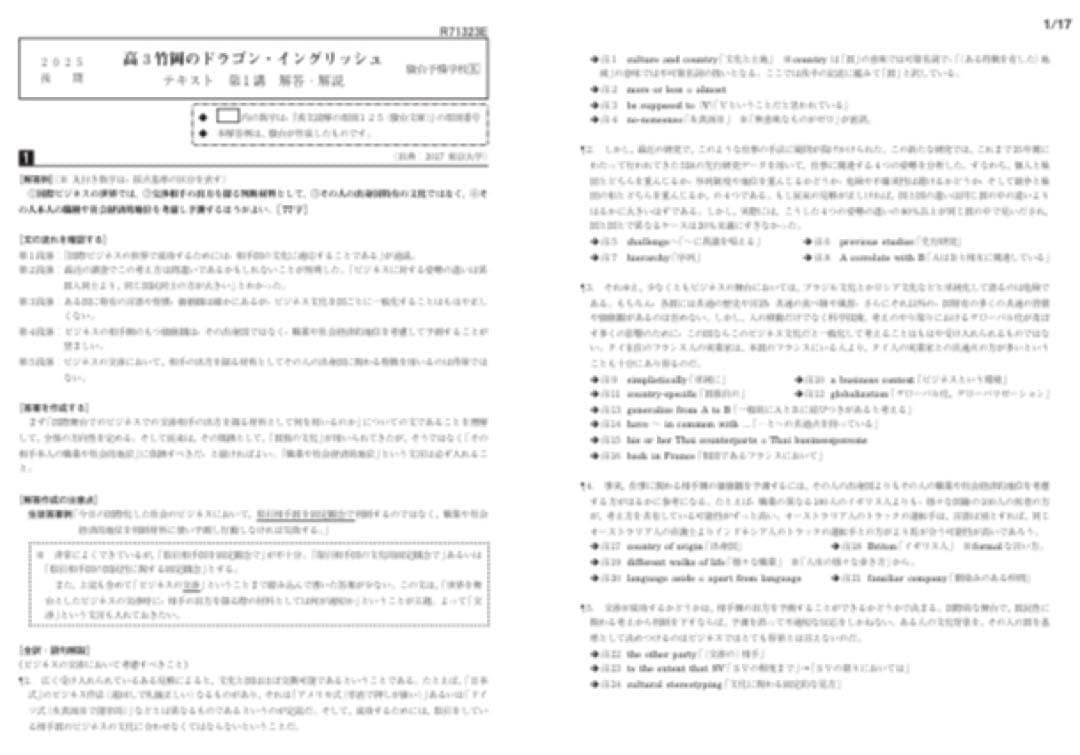 ［2025年度最新版］駿台高3竹岡のドラゴンイングリッシュ前期後期フルセット