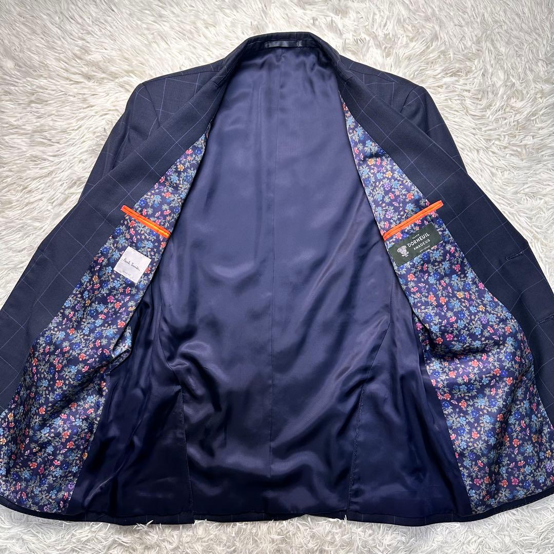 未使用級 現行 ポールスミス ドーメル 格子柄 花柄 総裏 セットアップ L2