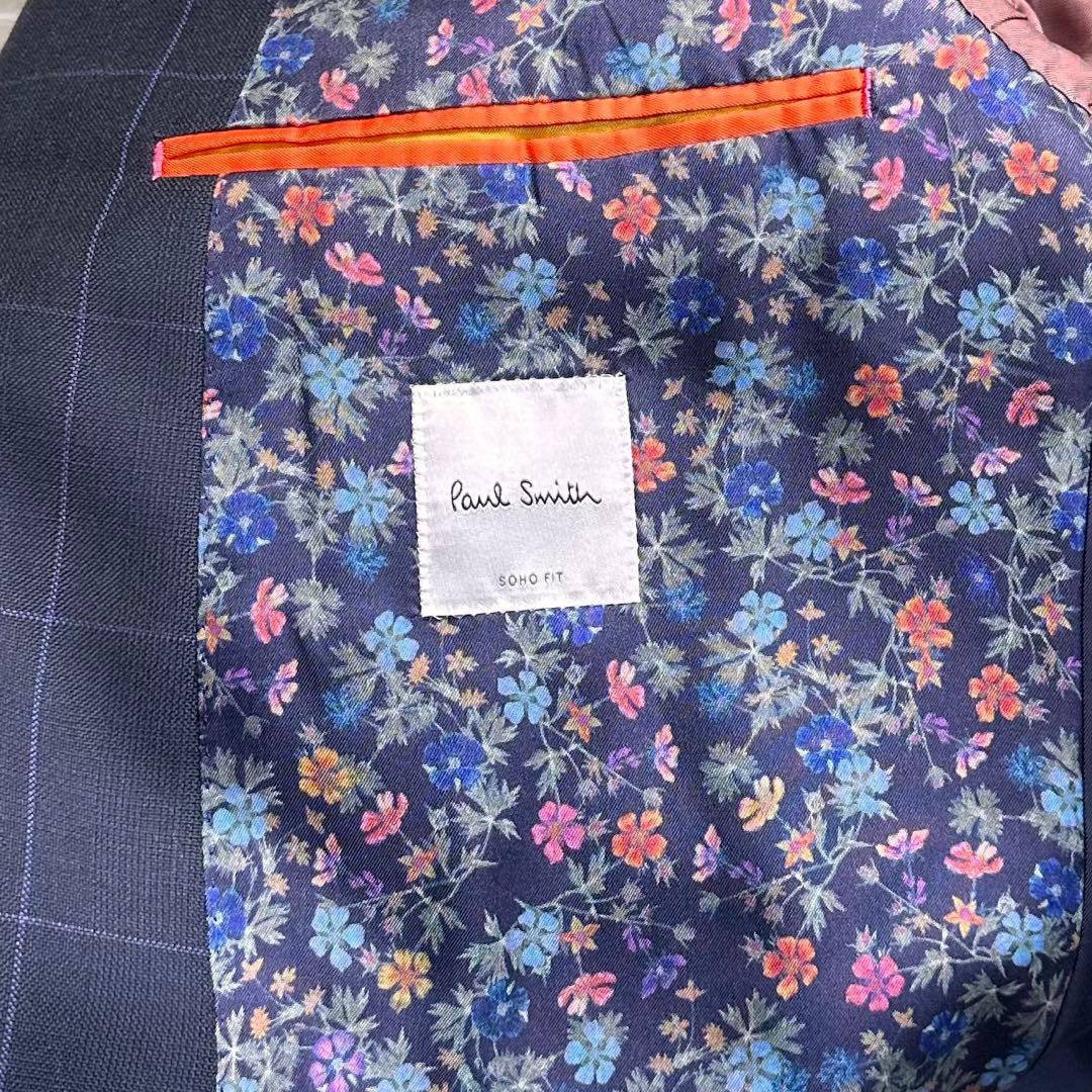 未使用級 現行 ポールスミス ドーメル 格子柄 花柄 総裏 セットアップ L2