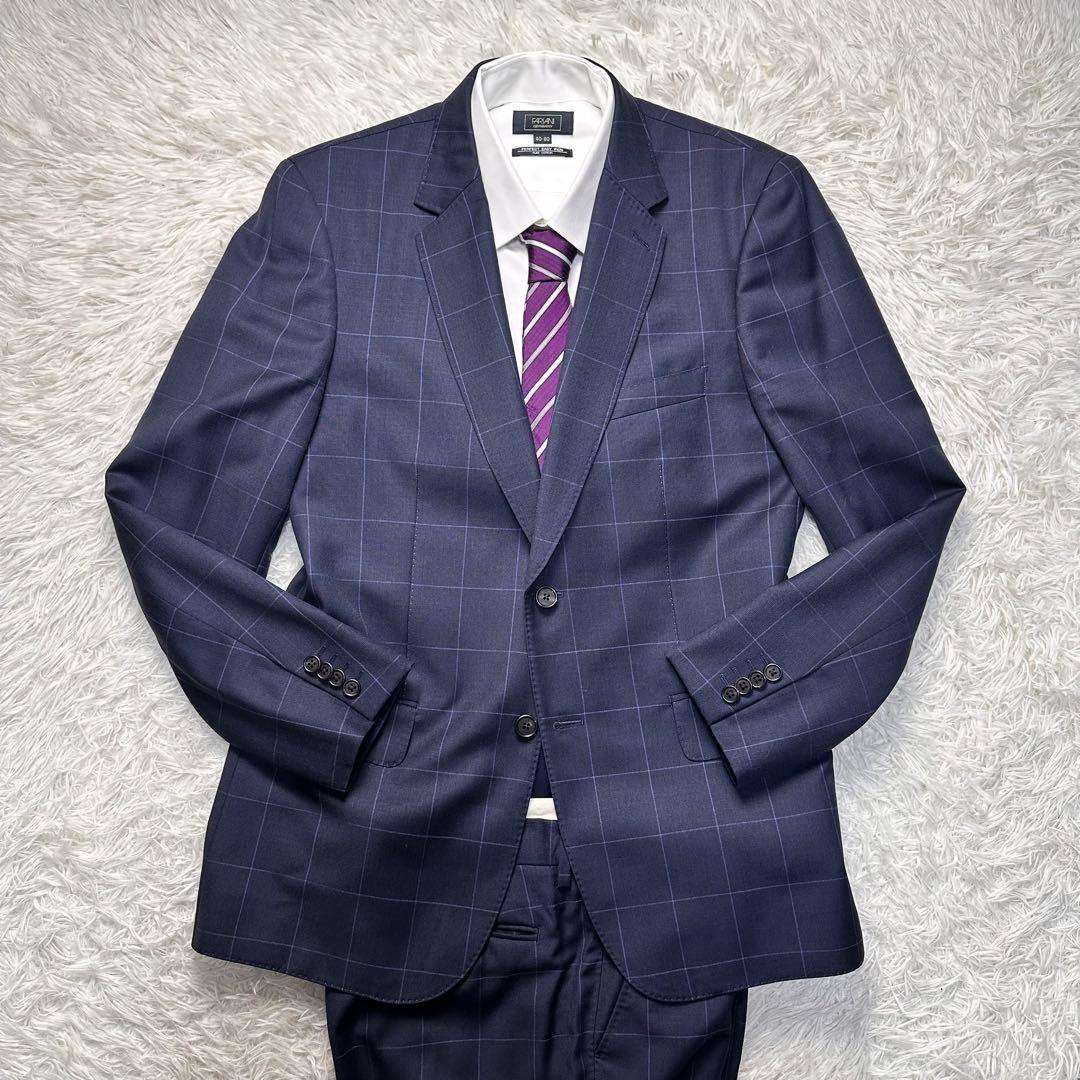 未使用級 現行 ポールスミス ドーメル 格子柄 花柄 総裏 セットアップ L2