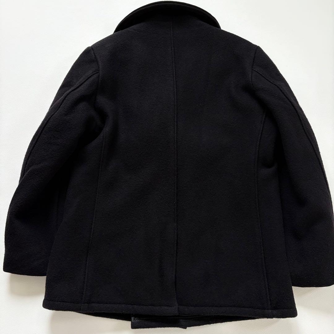 439【希少40 XL相当】米国製 ショット ピーコート メンズ ブラック