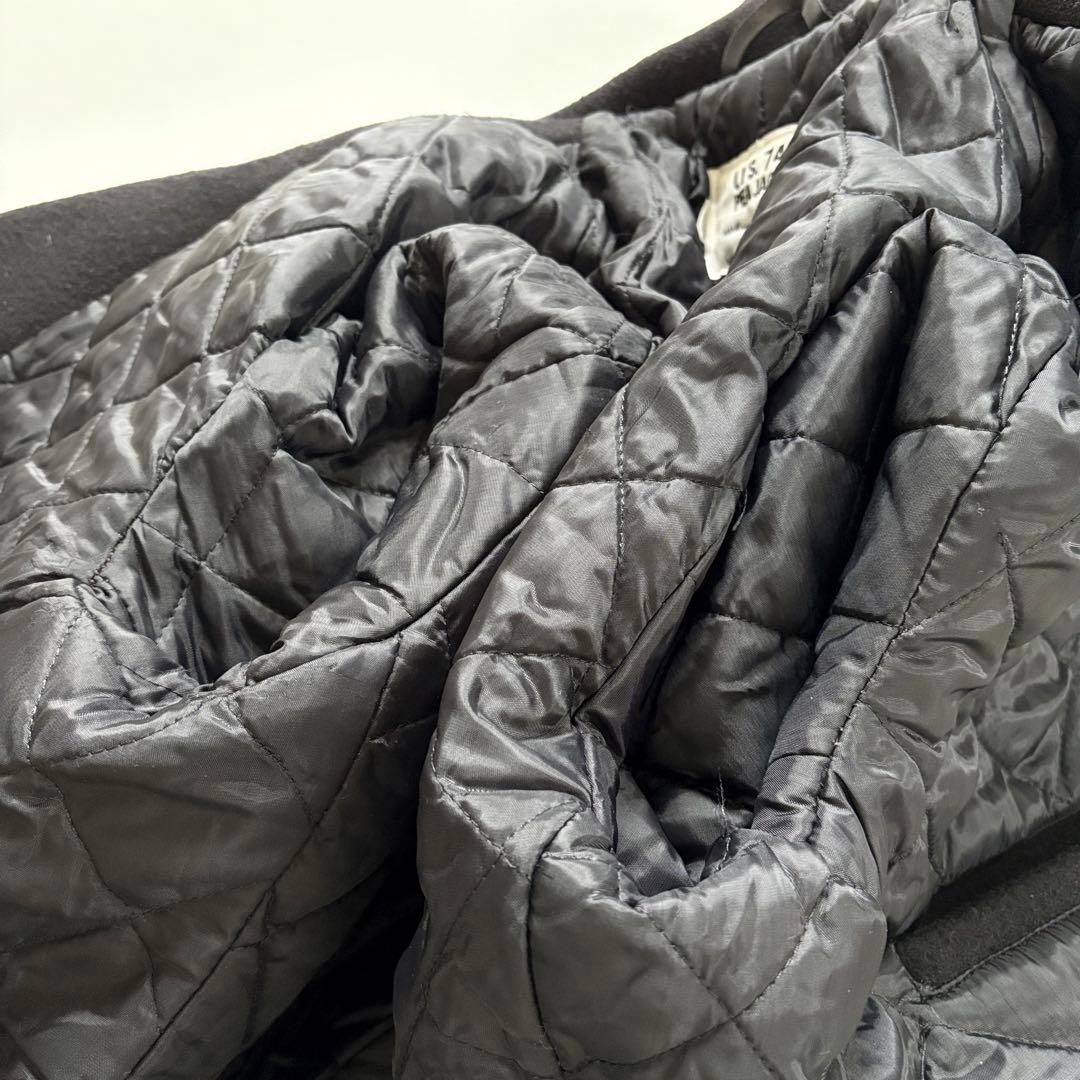 439【希少40 XL相当】米国製 ショット ピーコート メンズ ブラック