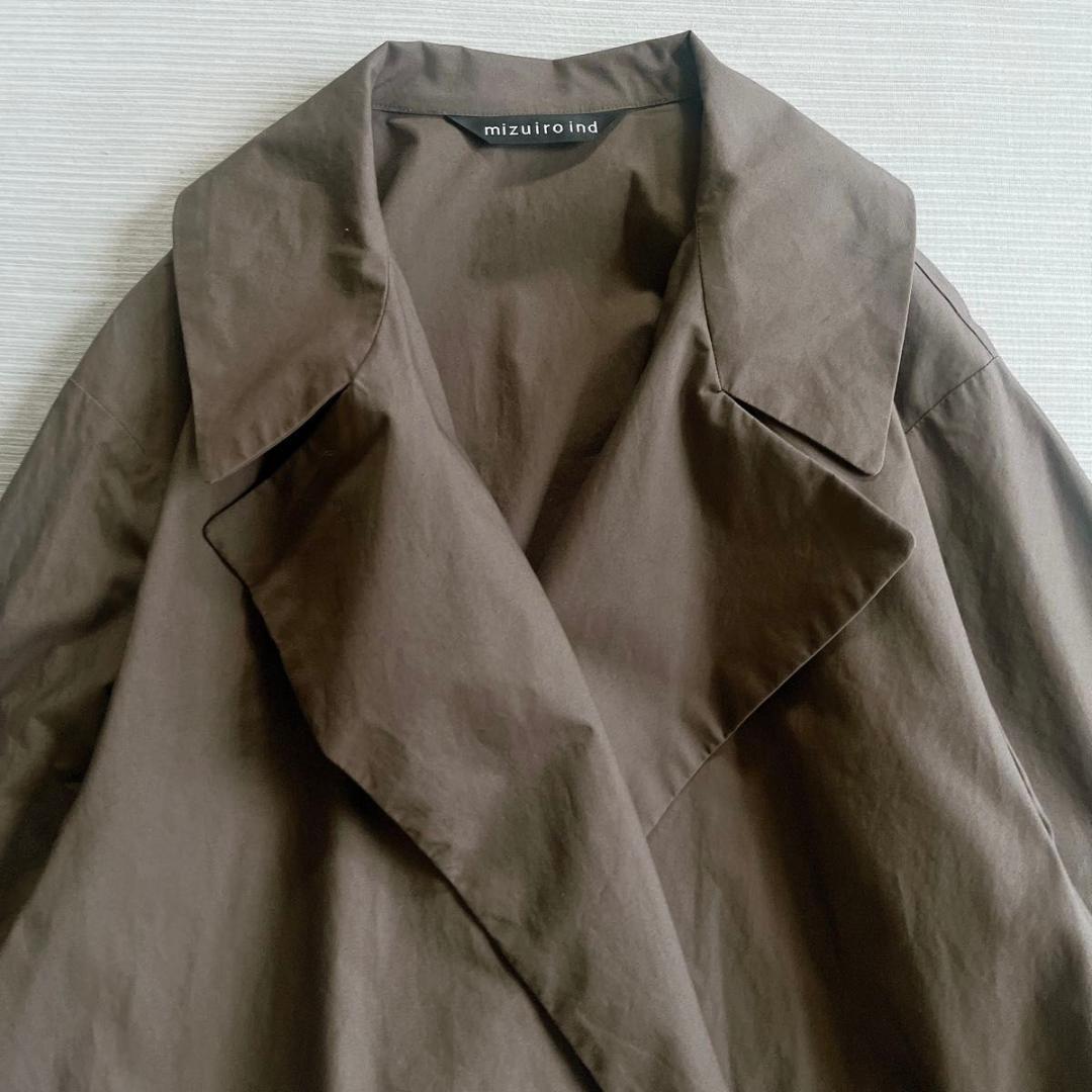 ＊美品【ミズイロインド】トレンチライクコート　ロング　チャコールグレー　FREE