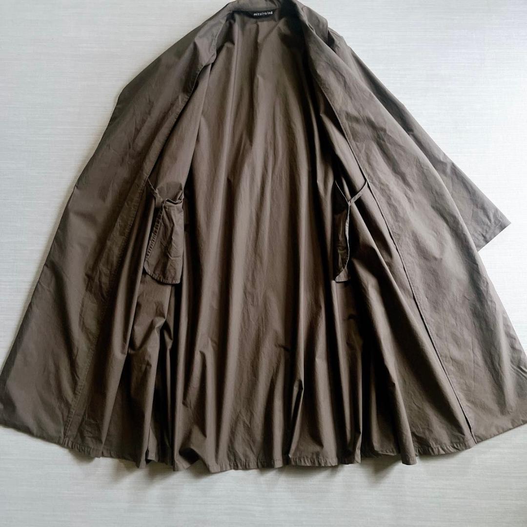 ＊美品【ミズイロインド】トレンチライクコート　ロング　チャコールグレー　FREE