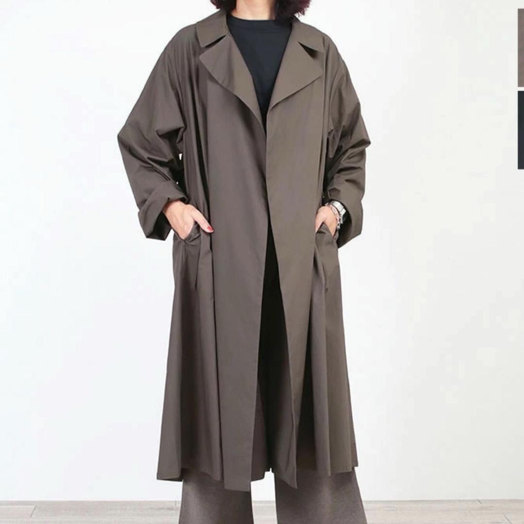 ＊美品【ミズイロインド】トレンチライクコート　ロング　チャコールグレー　FREE