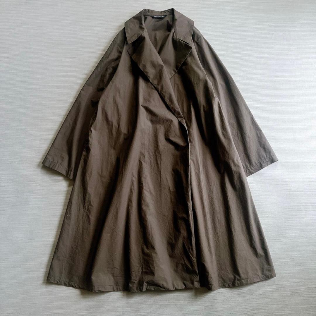 ＊美品【ミズイロインド】トレンチライクコート　ロング　チャコールグレー　FREE