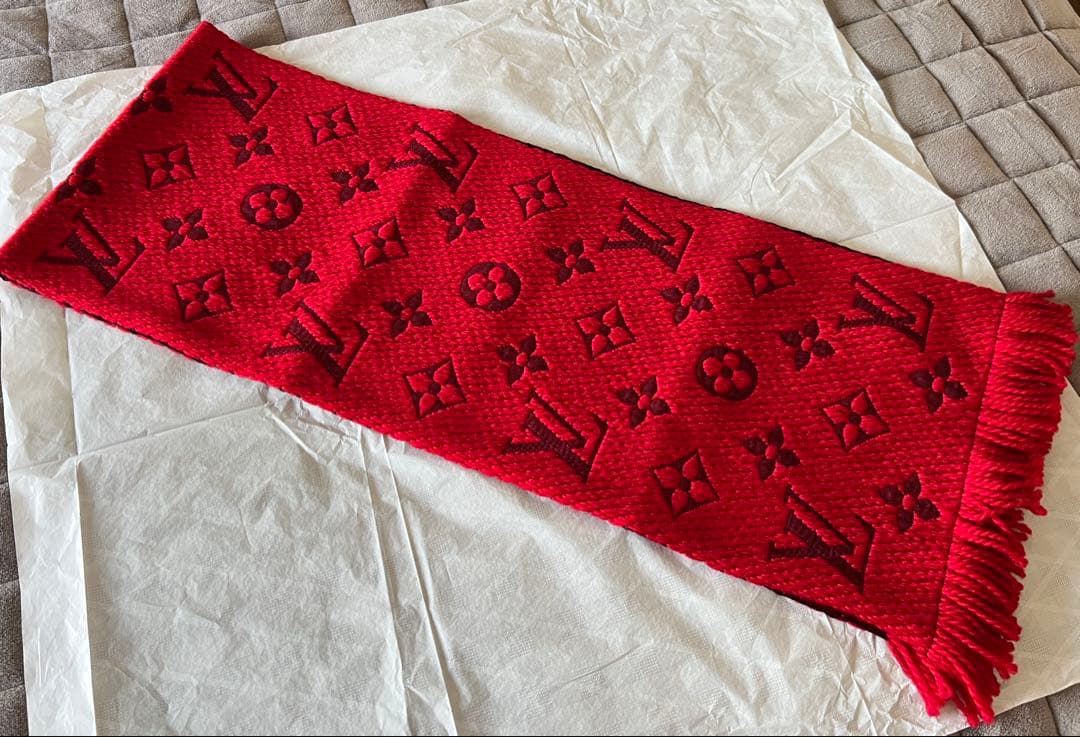LOUIS VUITTON レッド マフラー モノグラム