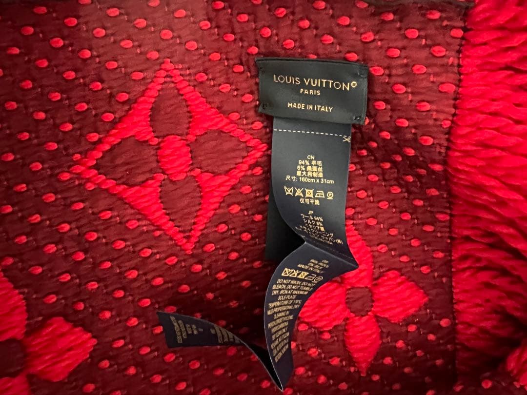 LOUIS VUITTON レッド マフラー モノグラム