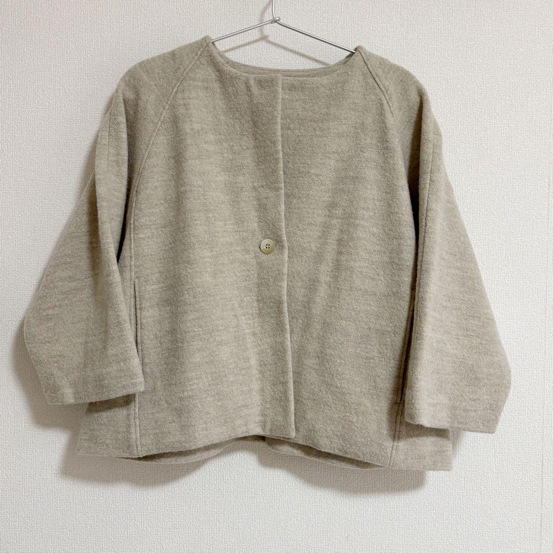 コスモス　evam eva プレスウール　ノーカラーコート　ヨーガンレール