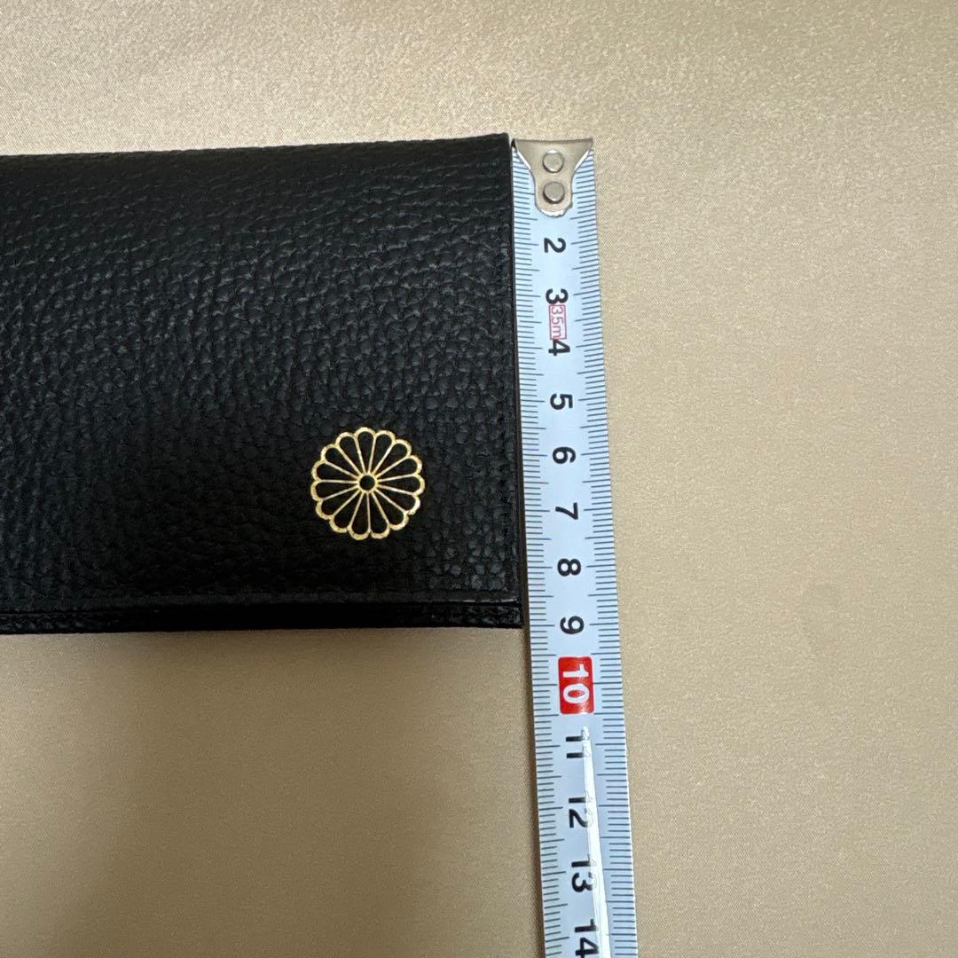 み*る様 皇居 限定　長財布 黒　ブラックレザー 長財布 ジッパーポケット付き