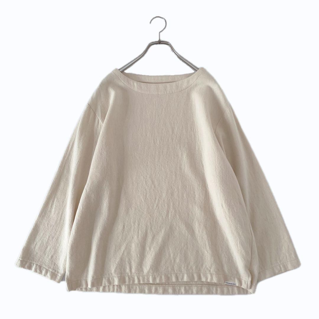 UpcycleLino BASIC ウール混デニム ボートネックプルオーバー