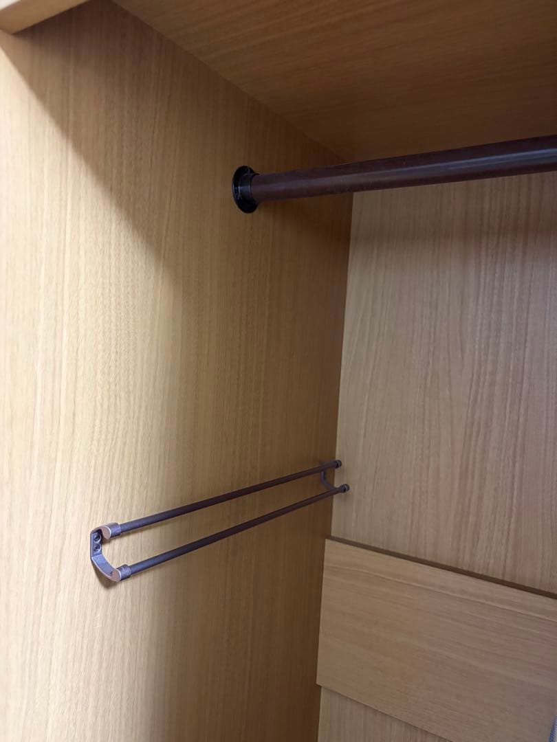 【掲載2/11迄】国産天然木ワードローブ 全身鏡付き 幅85cm 送料込