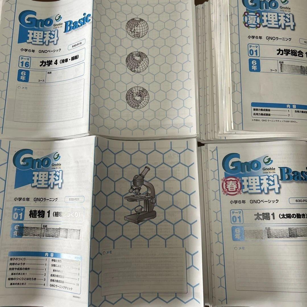 ① Gno 理科 小学校6年生 理科テスト問題集　季節講習込み