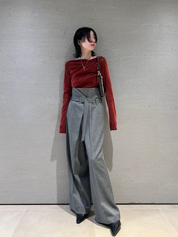 ☆人気完売☆フレイアイディー／アシメデコルテフロッキーチュールトップスRED新品