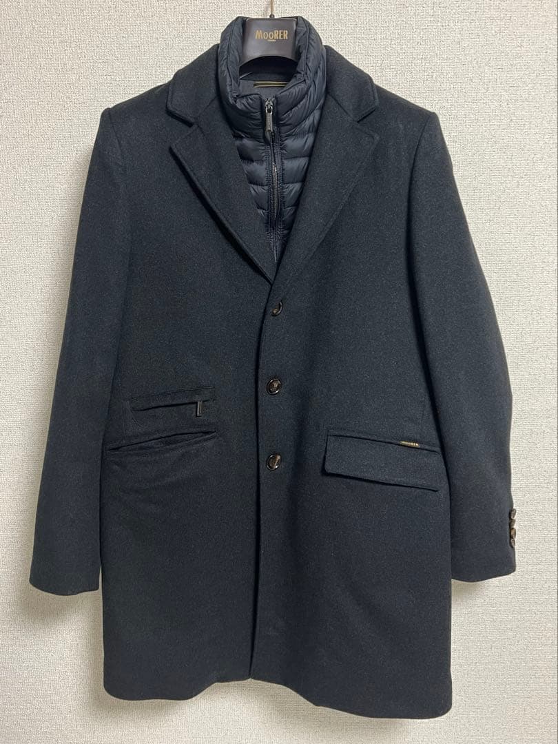 MOORERチェスターコート カシミア100%Harris-Tl 52グレー