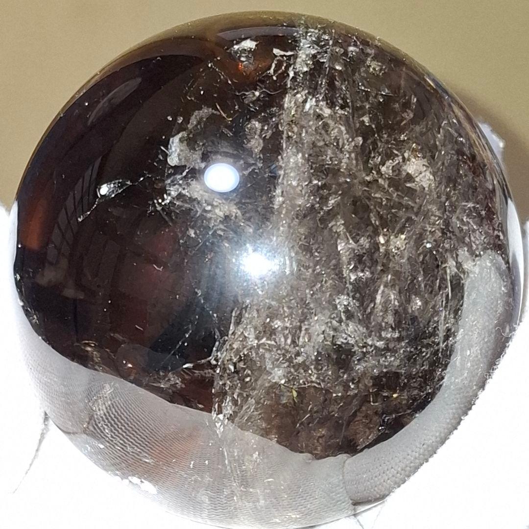 天然石✨️スモーキークォーツ　スフィア✨️爆虹キラキラ　台座付き