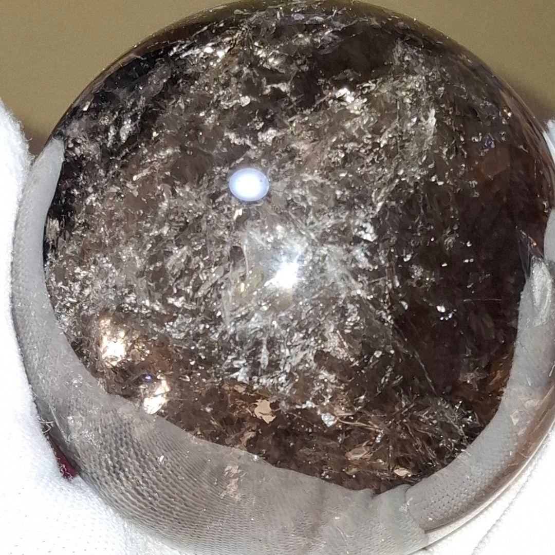 天然石✨️スモーキークォーツ　スフィア✨️爆虹キラキラ　台座付き