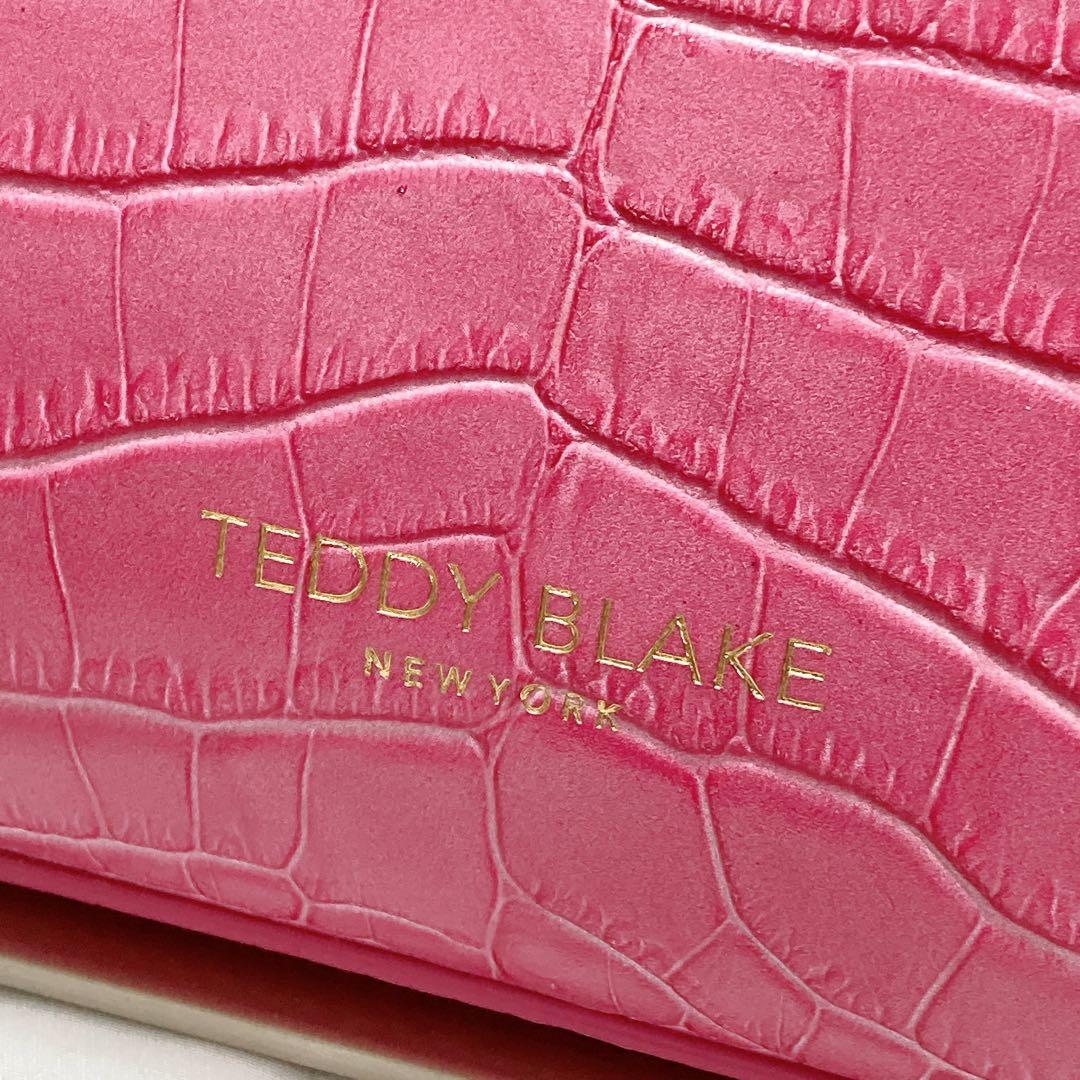 【美品】Teddy Blake ショルダーバッグ 2way クロコ型押し ピンク