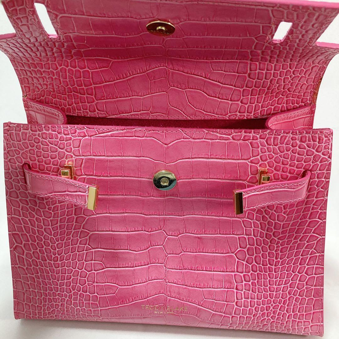 【美品】Teddy Blake ショルダーバッグ 2way クロコ型押し ピンク
