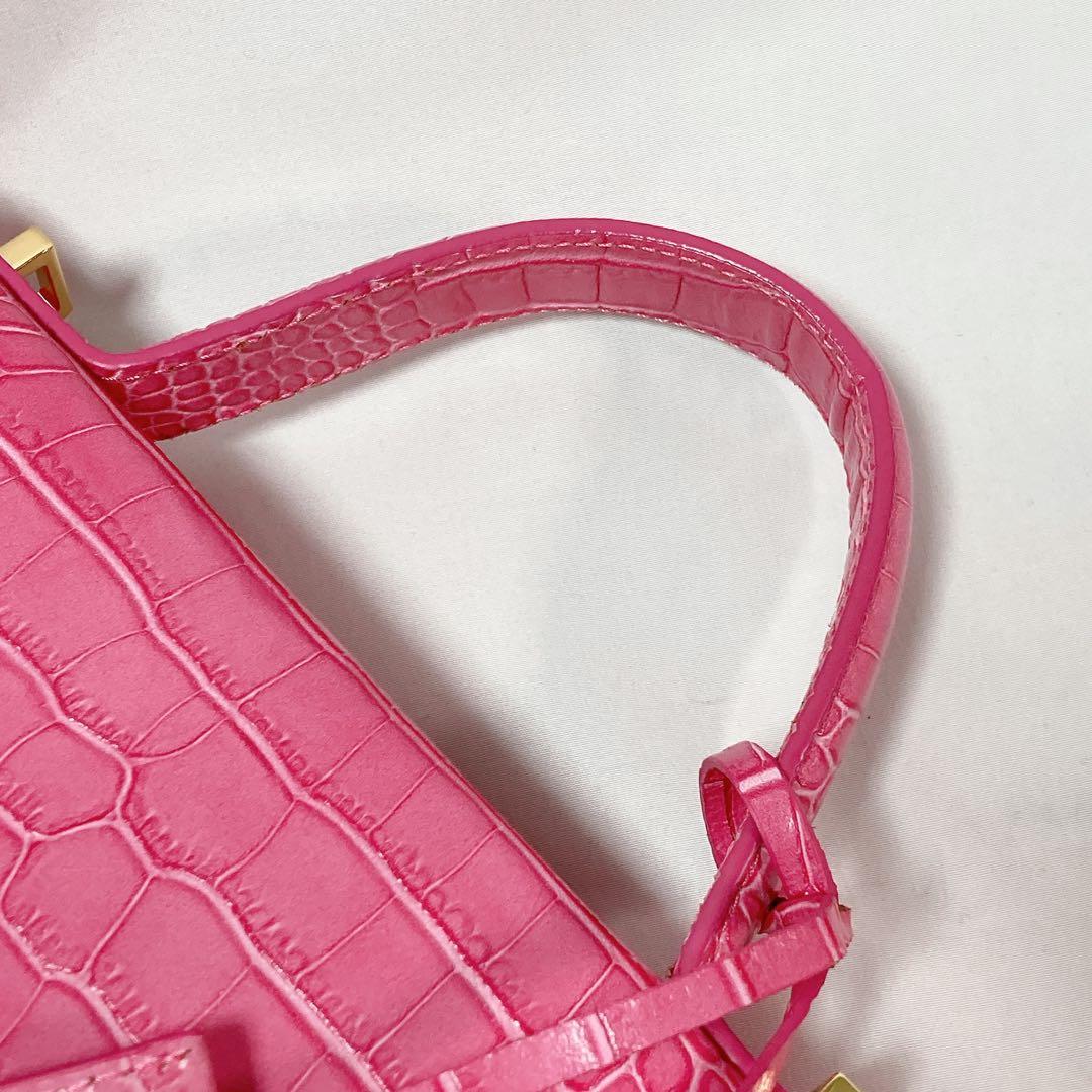 【美品】Teddy Blake ショルダーバッグ 2way クロコ型押し ピンク