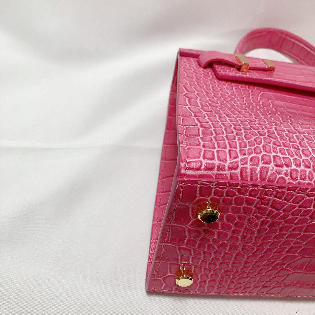 【美品】Teddy Blake ショルダーバッグ 2way クロコ型押し ピンク