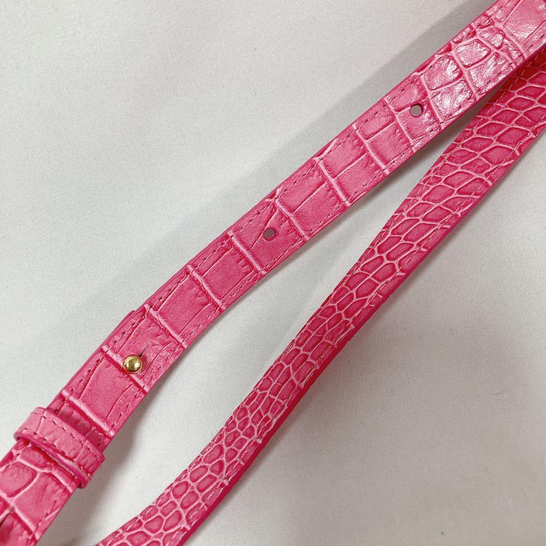 【美品】Teddy Blake ショルダーバッグ 2way クロコ型押し ピンク