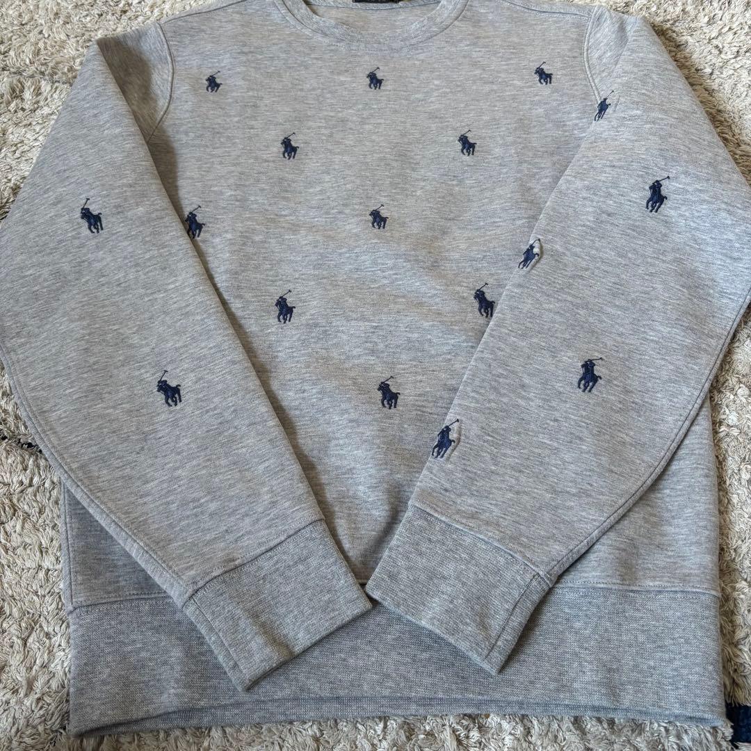 【美品✨】ポロラルフローレン　パーカー　スウェット　ポニー刺繍　総柄　グレー