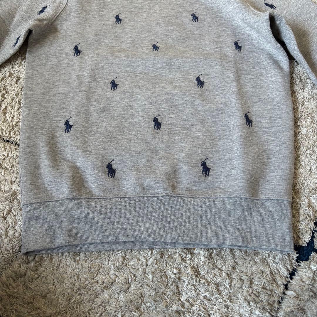 【美品✨】ポロラルフローレン　パーカー　スウェット　ポニー刺繍　総柄　グレー